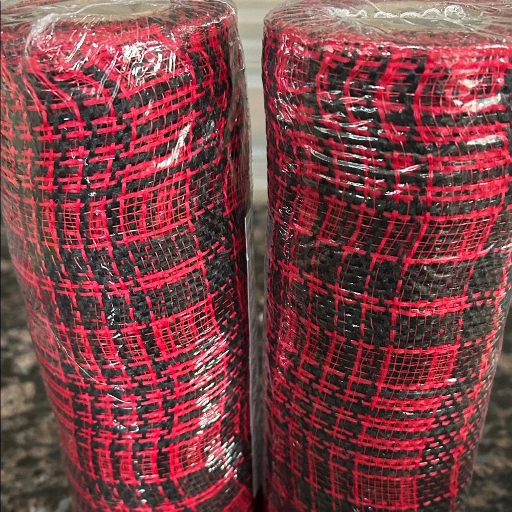 CELEBRATE IT BLACK & RED MESH ROLLS 8.5x18 FT LOT OF 2 NWT